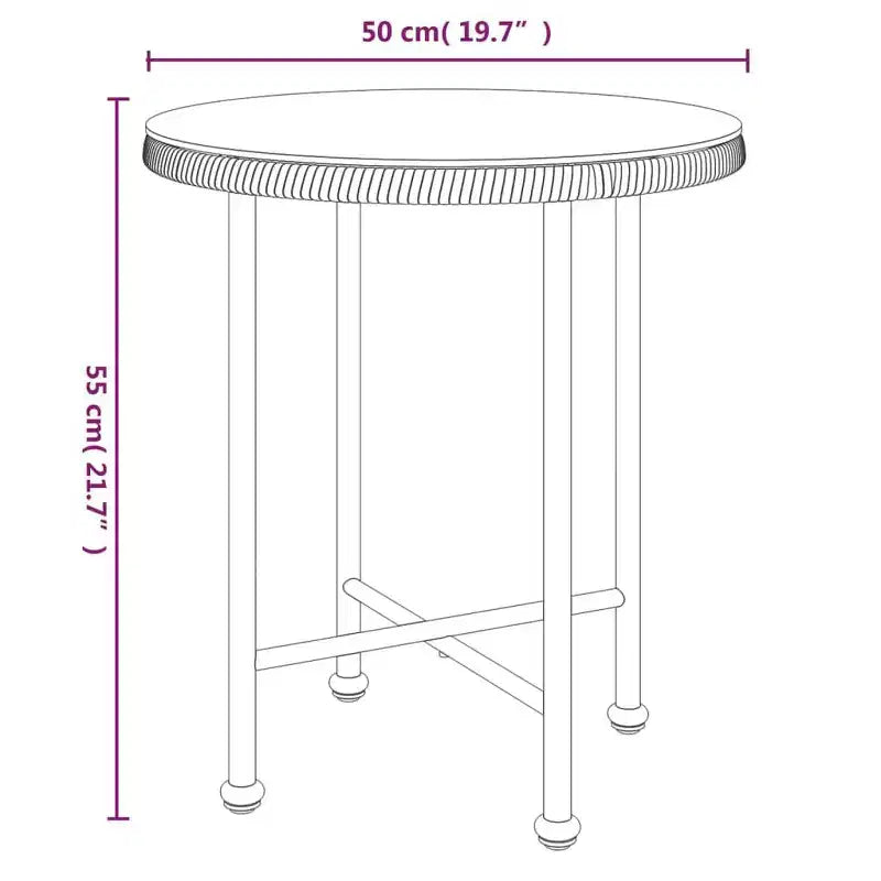 vidaXL Ensemble bistro de terrasse extérieure et balcon, table et chaises aspect rotin, 3 pièces