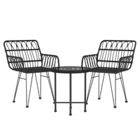 vidaXL Ensemble bistro de terrasse extérieure et balcon, table et chaises aspect rotin, 3 pièces