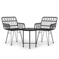 vidaXL Bistro Set Outdoor Patio Balcony Table and Chairs Rattan Look 3 Piece