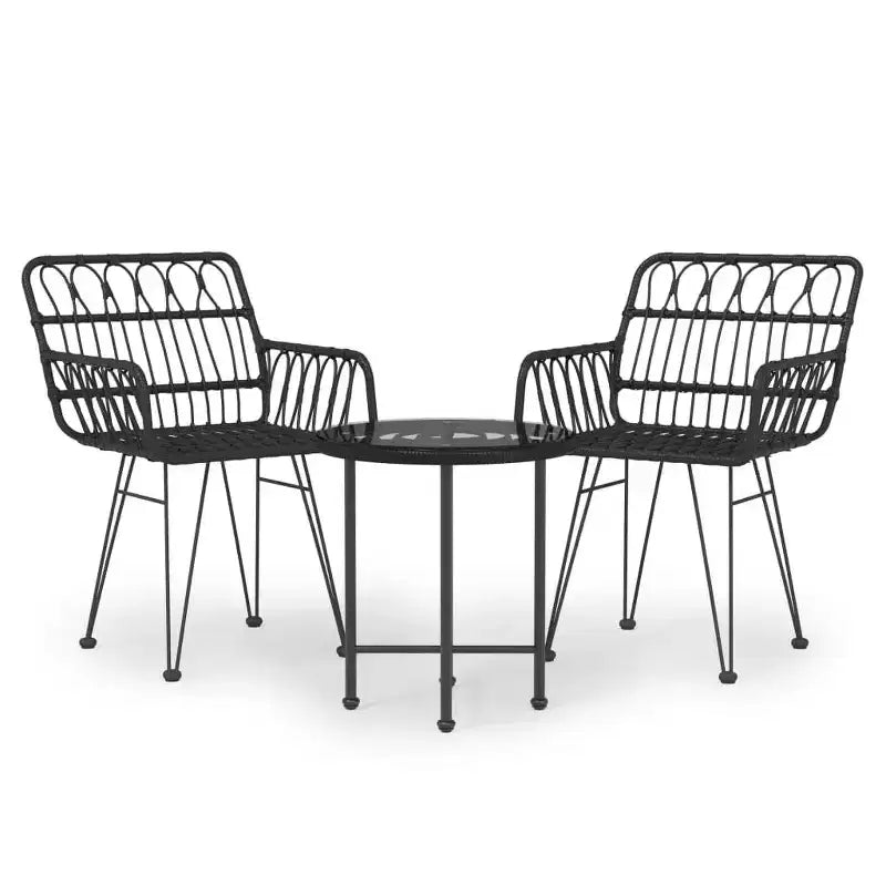 vidaXL Bistro Set Outdoor Patio Balcony Table and Chairs Rattan Look 3 Piece