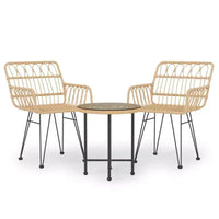 vidaXL Ensemble bistro de terrasse extérieure et balcon, table et chaises aspect rotin, 3 pièces