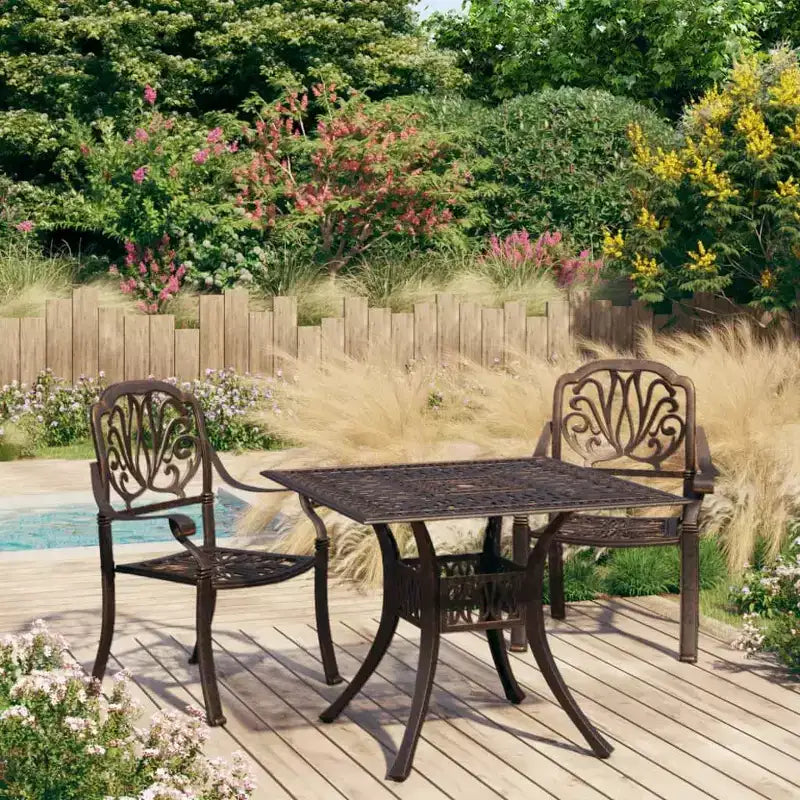 vidaXL Ensemble de bistrot Table et chaises Table de bistrot en aluminium moulé d'extérieur