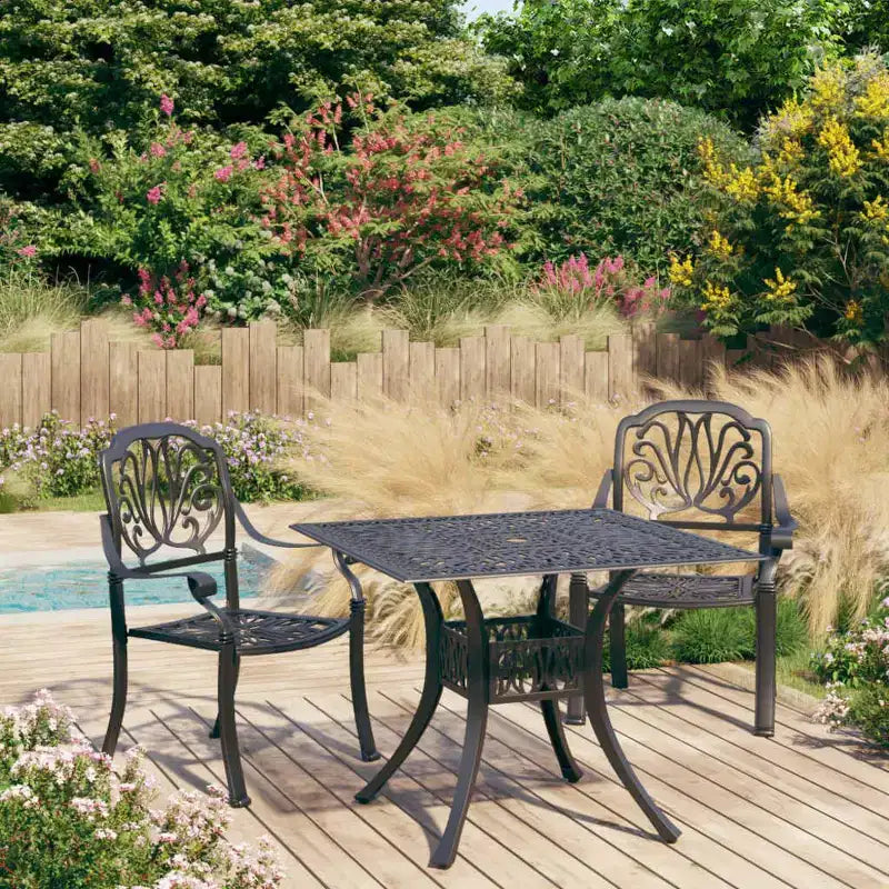 vidaXL Ensemble de bistrot Table et chaises Table de bistrot en aluminium moulé d'extérieur