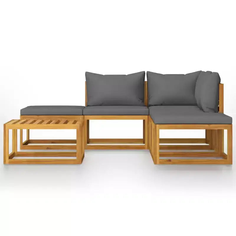 vidaXL Salon de jardin modulable avec coussins en bois d'acacia massif