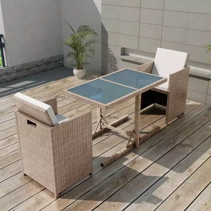 vidaXL Ensemble Bistro Table et Chaises de Salle à Manger Meubles d'extérieur Résine Tressée