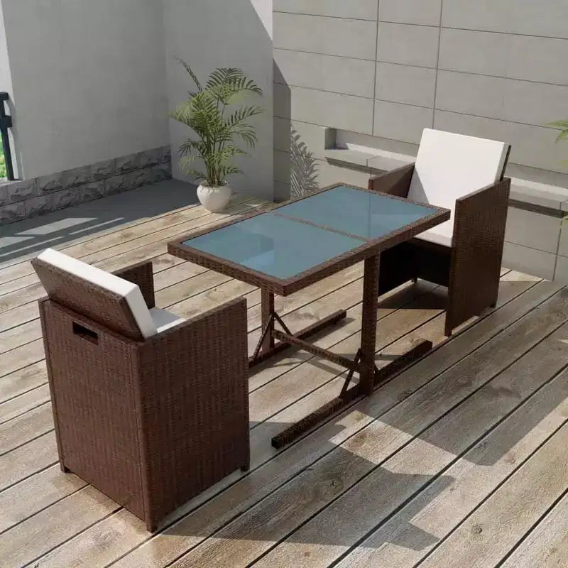 vidaXL Ensemble Bistro Table et Chaises de Salle à Manger Meubles d'extérieur Résine Tressée