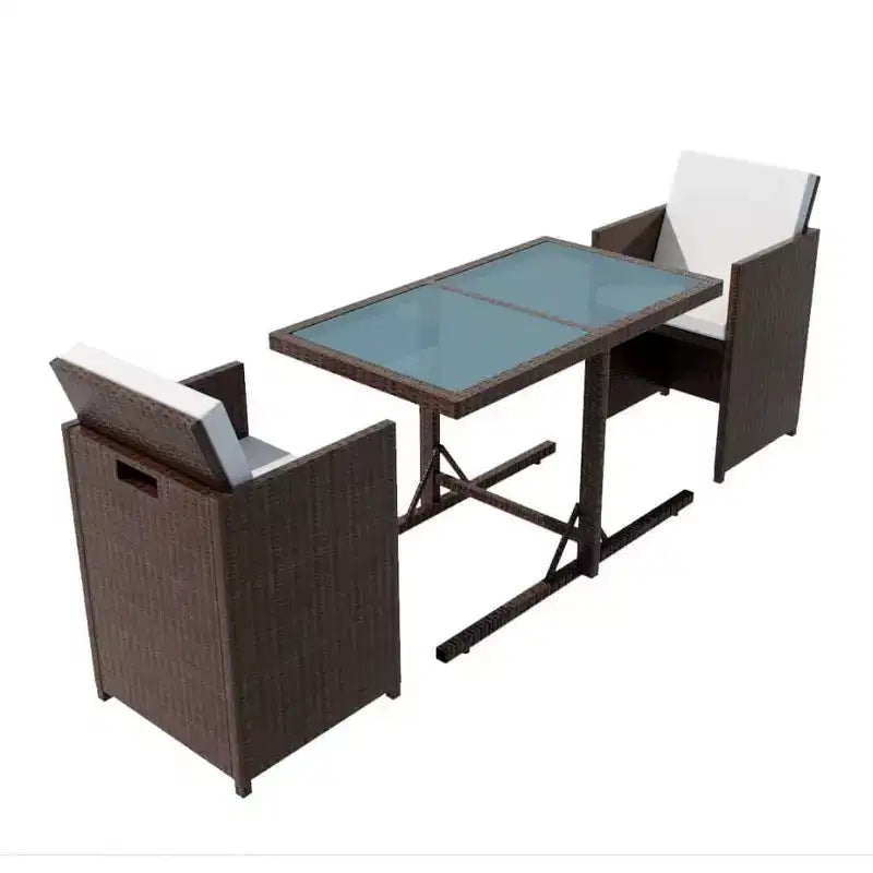 vidaXL Ensemble Bistro Table et Chaises de Salle à Manger Meubles d'extérieur Résine Tressée