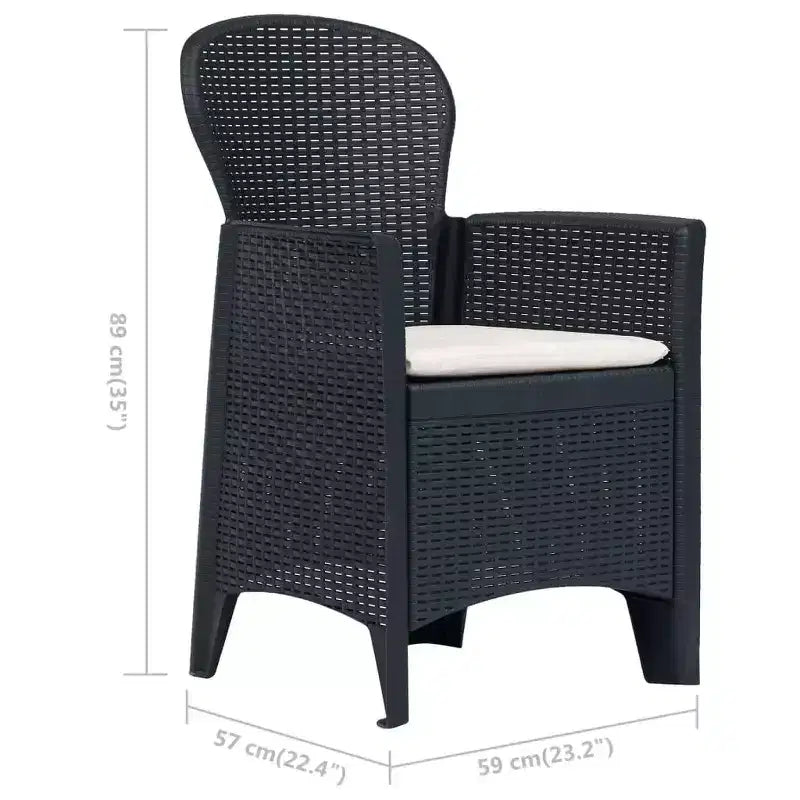 vidaXL Ensemble bistro de terrasse, table et chaises d'extérieur, ensemble de conversation en plastique