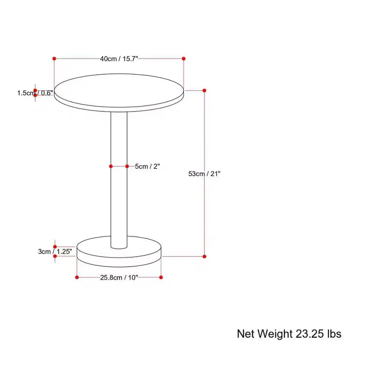 Table d'appoint moderne Ryan 16 po de large
