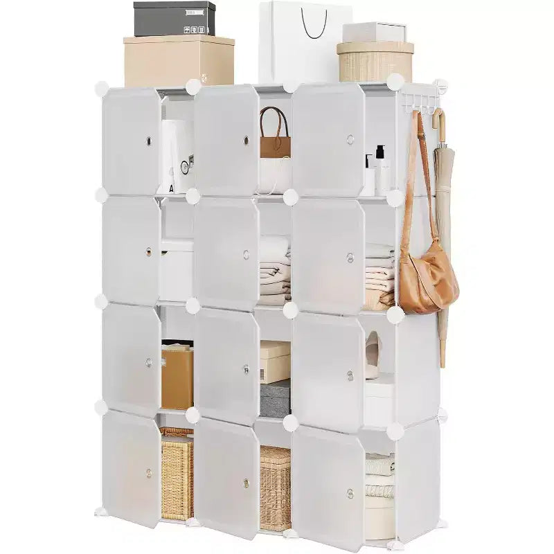 Organisateur de rangement 12 cubes en PVC, meuble multifonctionnel empilable pour le bureau à domicile, bleu