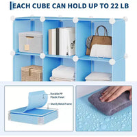 Organisateur de rangement 12 cubes en PVC, meuble multifonctionnel empilable pour le bureau à domicile, bleu