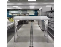 Table de travail 48 x 30 po avec étagère inférieure - Table pliante robuste en acier inoxydable avec pied réglable, table de préparation alimentaire pour cuisine commerciale