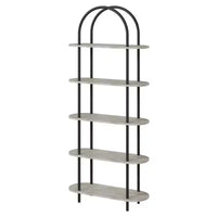 Lot de 2 bibliothèques à arcades noires et gris graphite 71 C, étagère à 5 niveaux avec cadre en métal pour salon/chambre/bureau