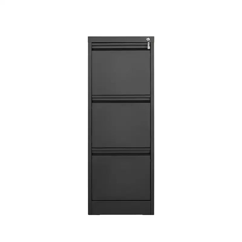 VIYET 41 classeur vertical verrouillable à 3 tiroirs, armoire de rangement de bureau en métal noir (anti-basculement pour dossiers Lettre/A4/Legal)