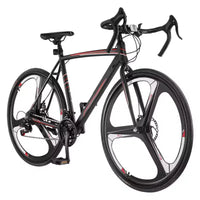 Vélo de course NAYSAYE 700C avec 21 vitesses, cadre en acier au carbone et freins à disque pour les déplacements urbains, Noir, 53.74*8.27*29.13