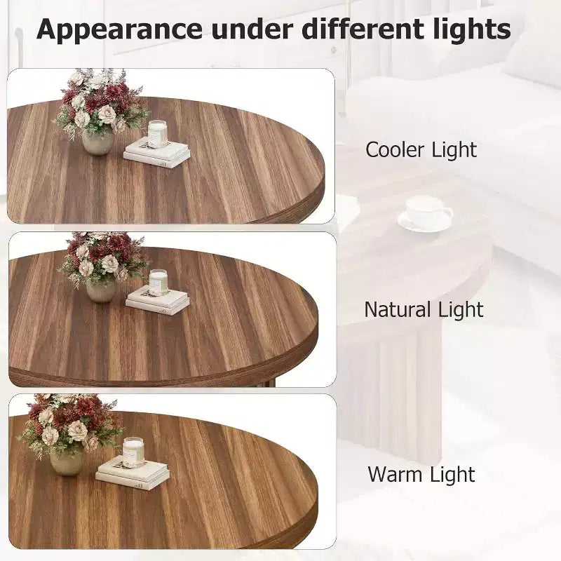 Petite table basse ronde 33.4 à plateau épais de 1.3, table centrale circulaire à pieds cannelés, tables cocktail d'appoint pour maison, bureau