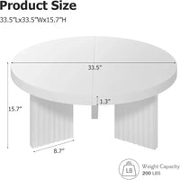 Petite table basse ronde 33.4 à plateau épais de 1.3, table centrale circulaire à pieds cannelés, tables cocktail d'appoint pour maison, bureau
