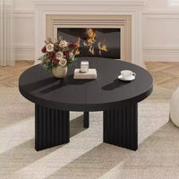 Petite table basse ronde 33.4 à plateau épais de 1.3, table centrale circulaire à pieds cannelés, tables cocktail d'appoint pour maison, bureau