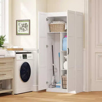 Garde-manger de cuisine haut HOMCOM 71 po avec charnières à fermeture douce, meuble de rangement garde-manger autoportant style ferme à étagères réglables