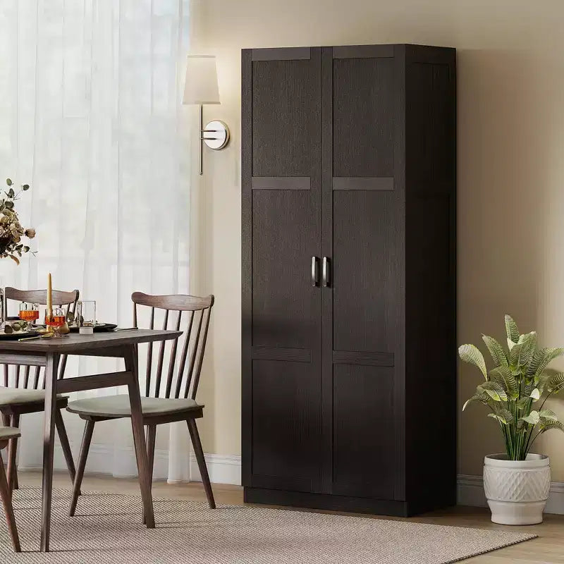 Garde-manger de cuisine haut HOMCOM 71 po avec charnières à fermeture douce, meuble de rangement garde-manger autoportant style ferme à étagères réglables