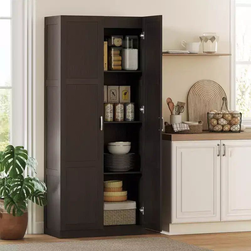 Garde-manger de cuisine haut HOMCOM 71 po avec charnières à fermeture douce, meuble de rangement garde-manger autoportant style ferme à étagères réglables