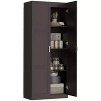 Garde-manger de cuisine haut HOMCOM 71 po avec charnières à fermeture douce, meuble de rangement garde-manger autoportant style ferme à étagères réglables