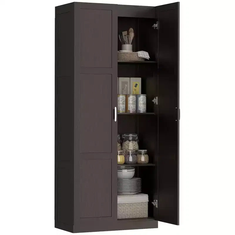 Garde-manger de cuisine haut HOMCOM 71 po avec charnières à fermeture douce, meuble de rangement garde-manger autoportant style ferme à étagères réglables