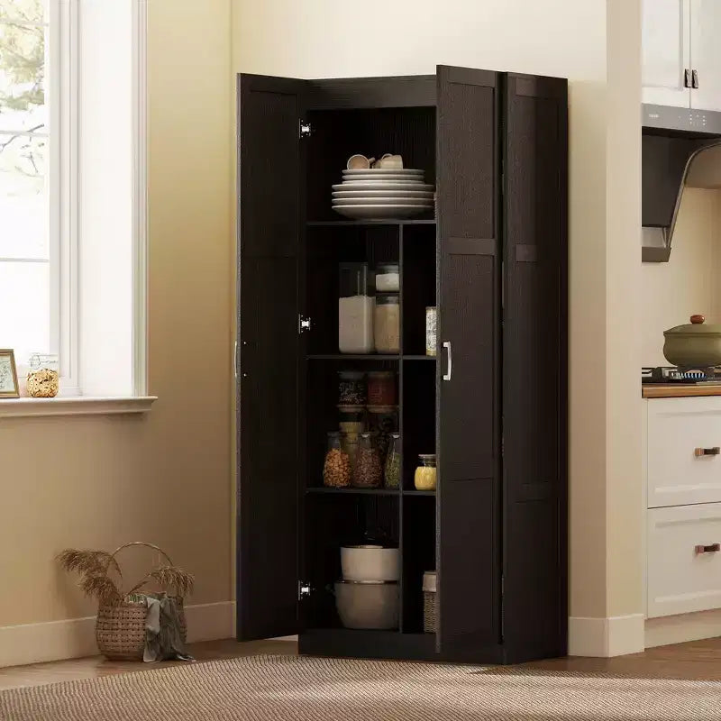 Garde-manger de cuisine haut HOMCOM 71 po avec charnières à fermeture douce, meuble de rangement garde-manger autoportant style ferme à étagères réglables