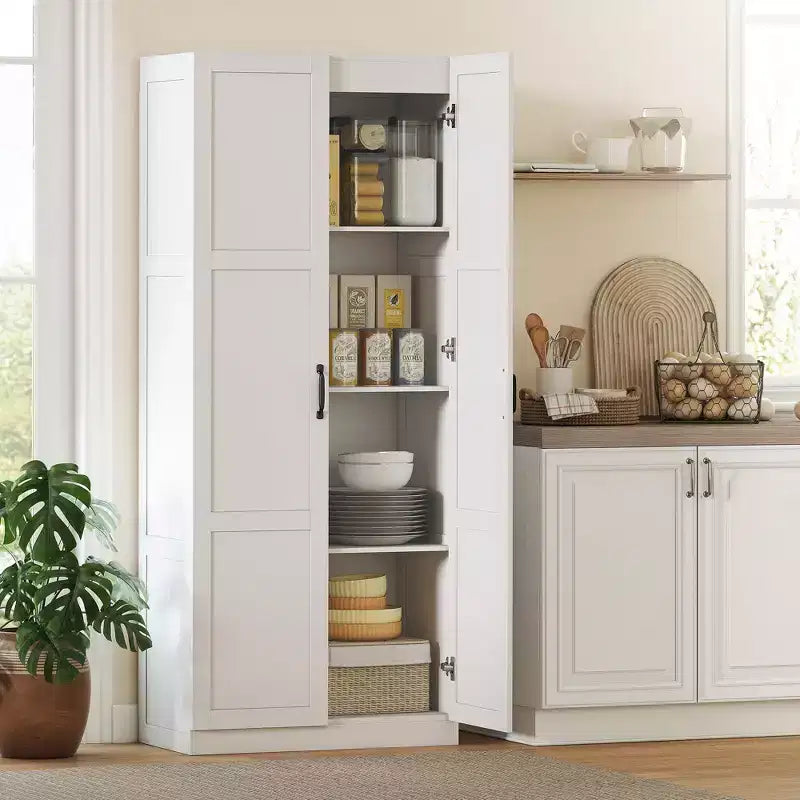 Garde-manger de cuisine haut HOMCOM 71 po avec charnières à fermeture douce, meuble de rangement garde-manger autoportant style ferme à étagères réglables
