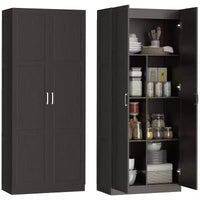 HOMCOM 71 Tall Kitchen Pantry Cabinet with Soft-Close Hinges, Farmhouse Freestanding Pantry Storage Cabinet with Adjustable Shelves