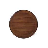 Table d'appoint ronde rétro VIYET 20 po en bois - base en X, placage en bois massif, noyer