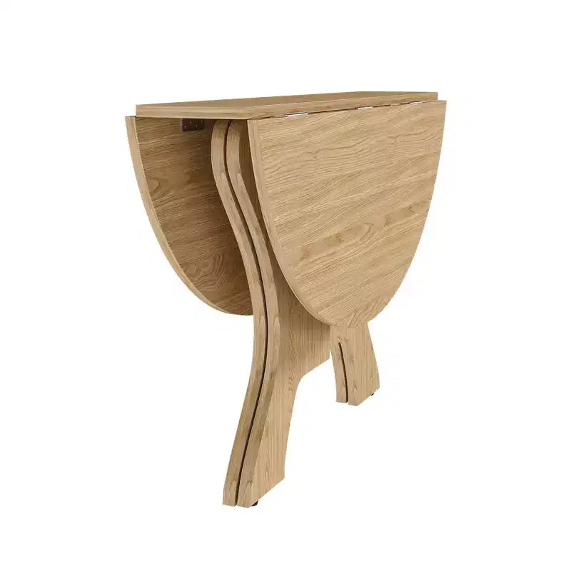 MAYEERTY table de salle à manger ronde pliable, table de cuisine en MDF gain de place avec placage chêne sauvage, table polyvalente intérieur-extérieur