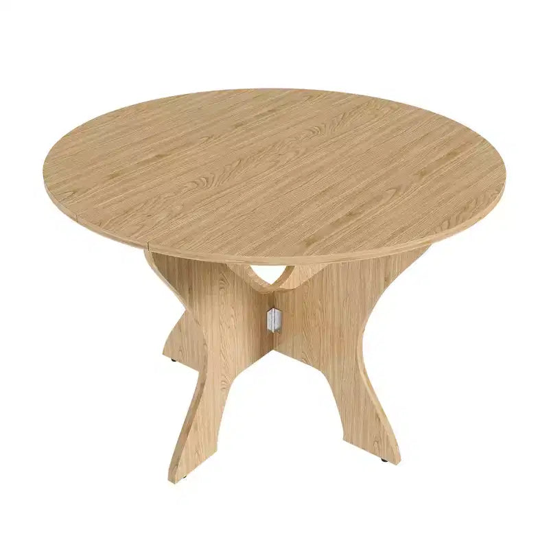MAYEERTY table de salle à manger ronde pliable, table de cuisine en MDF gain de place avec placage chêne sauvage, table polyvalente intérieur-extérieur