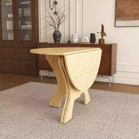 MAYEERTY table de salle à manger ronde pliable, table de cuisine en MDF gain de place avec placage chêne sauvage, table polyvalente intérieur-extérieur