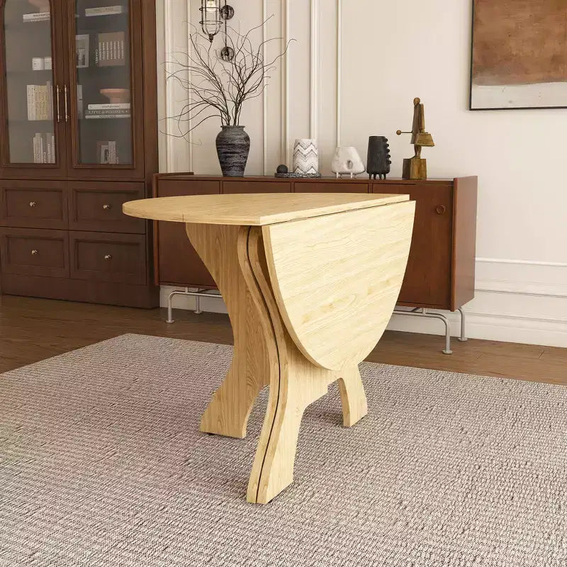 MAYEERTY table de salle à manger ronde pliable, table de cuisine en MDF gain de place avec placage chêne sauvage, table polyvalente intérieur-extérieur