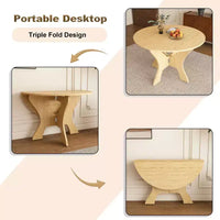 MAYEERTY table de salle à manger ronde pliable, table de cuisine en MDF gain de place avec placage chêne sauvage, table polyvalente intérieur-extérieur