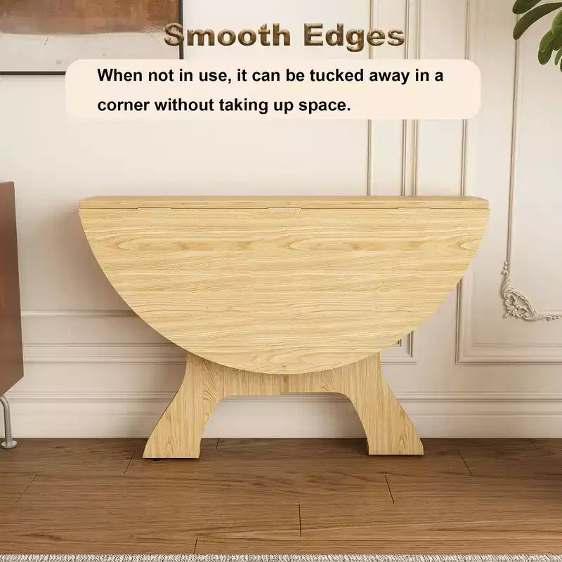 MAYEERTY table de salle à manger ronde pliable, table de cuisine en MDF gain de place avec placage chêne sauvage, table polyvalente intérieur-extérieur
