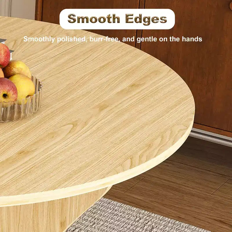 MAYEERTY table de salle à manger ronde pliable, table de cuisine en MDF gain de place avec placage chêne sauvage, table polyvalente intérieur-extérieur