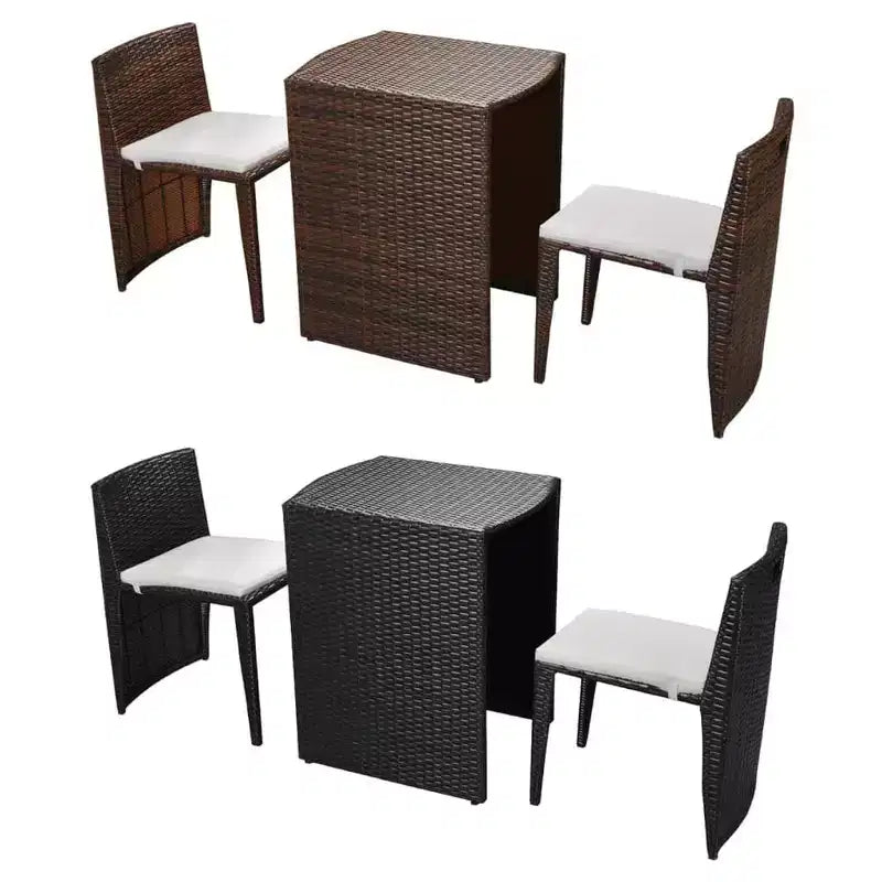 vidaXL Ensemble bistro de terrasse, ensemble de mobilier d'extérieur, table et chaises en résine tressée poly