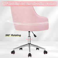 Chaise de travail en velours HOFFREE pivotante, à hauteur réglable et roulettes fluides - élégante et confortable pour bureau à domicile, coiffeuse et dortoirs