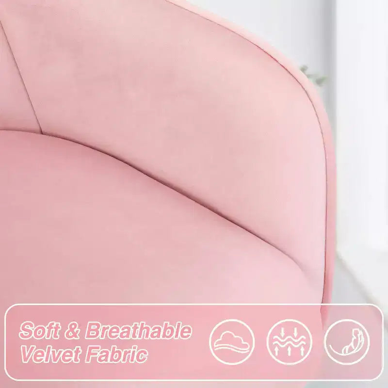 Chaise de travail en velours HOFFREE pivotante, à hauteur réglable et roulettes fluides - élégante et confortable pour bureau à domicile, coiffeuse et dortoirs