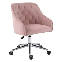 Chaise de travail en velours HOFFREE pivotante, à hauteur réglable et roulettes fluides - élégante et confortable pour bureau à domicile, coiffeuse et dortoirs