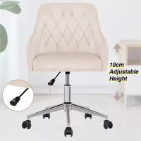 Chaise de travail en velours HOFFREE pivotante, à hauteur réglable et roulettes fluides - élégante et confortable pour bureau à domicile, coiffeuse et dortoirs