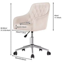 Chaise de travail en velours HOFFREE pivotante, à hauteur réglable et roulettes fluides - élégante et confortable pour bureau à domicile, coiffeuse et dortoirs
