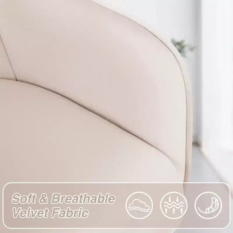 Chaise de travail en velours HOFFREE pivotante, à hauteur réglable et roulettes fluides - élégante et confortable pour bureau à domicile, coiffeuse et dortoirs