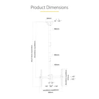 Support TV pour plafond haut StarTech, mât long de 2,5 m à 3 m – Noir