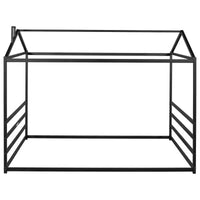Lit en métal en forme de maison Luxystar, Grand Lit (Queen Size), Noir