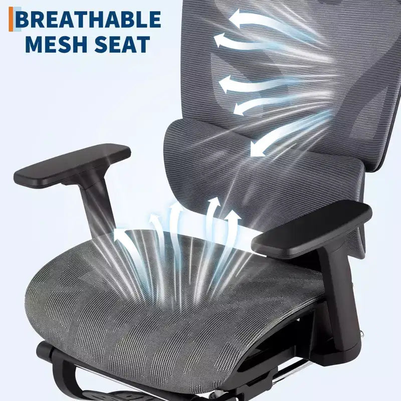 Chaise de bureau ergonomique, chaise de bureau confortable à dossier haut et accoudoirs réglables 3D, chaise de travail pivotante pour le travail, l'étude, le gaming