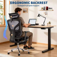 Chaise de bureau ergonomique, chaise de bureau confortable à dossier haut et accoudoirs réglables 3D, chaise de travail pivotante pour le travail, l'étude, le gaming