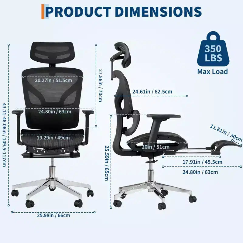 Chaise de bureau ergonomique, chaise de bureau confortable à dossier haut et accoudoirs réglables 3D, chaise de travail pivotante pour le travail, l'étude, le gaming